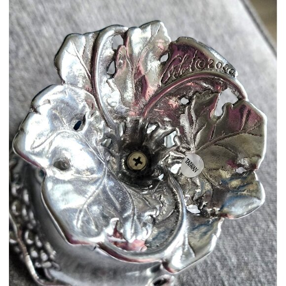 Set of Arthur Court Vineyard Grapes Silver Metal Footed Dish and Vase Wine Gift - Picture 11 of 14